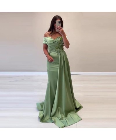 Lace Appliques Mother of The Bride Dresses for Wedding Off Shoulder Pleated Satin Formal Evening Dress SED019 Gold $31.16 Dre...