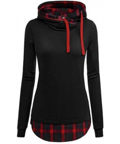 Women's Sweatshirt, FORUU Fashion Turn-Down Collar Button Plaid Patchwork Top Blouse Zf-red $6.15 Jackets