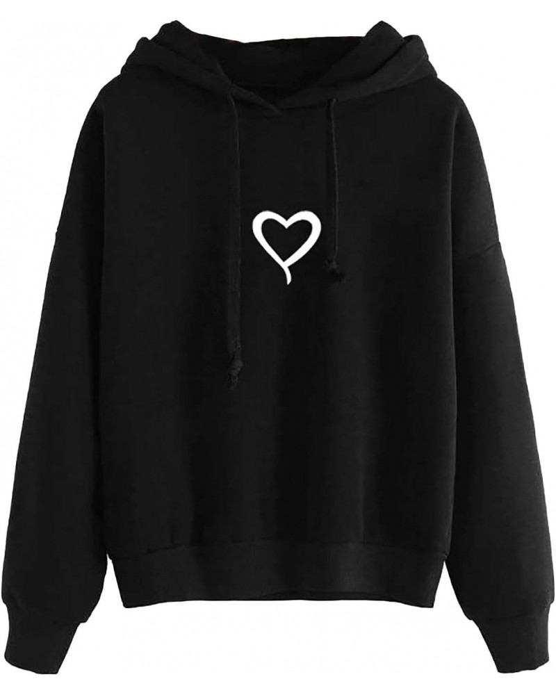 for Women Teen Girls Cute Heart Printed Hoodie Pullover Sweatshirt Hooded Pocket Long Sleeve Tops Shirts $10.73 Hoodies & Swe...