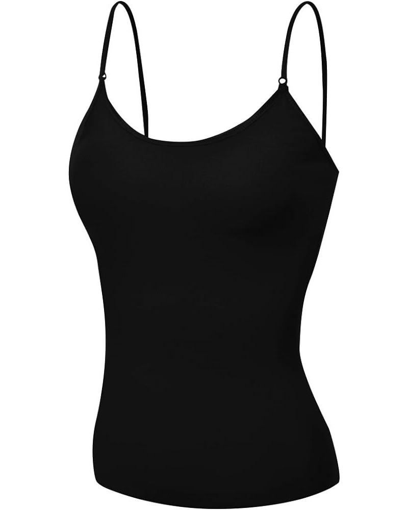 Women's Camisole Built in Bra Wireless Fabric Support Short Cami Black $7.93 Tanks