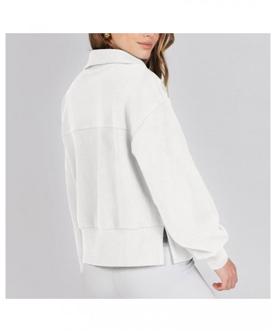 Womens Sweatshirts Half Zip Cropped Pullover Fleece Quarter Zipper Pullover Fashion Outfits 2023 Y2k Clothes New-5-white $7.6...