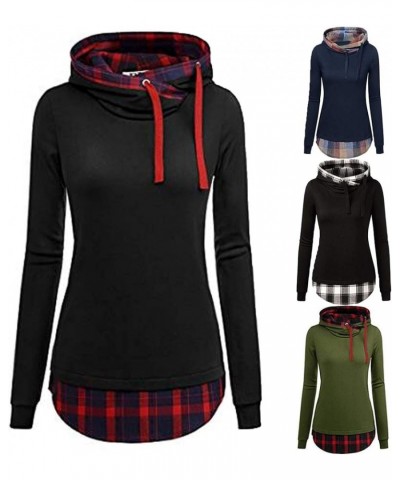 Women's Sweatshirt, FORUU Fashion Turn-Down Collar Button Plaid Patchwork Top Blouse Zf-red $6.15 Jackets