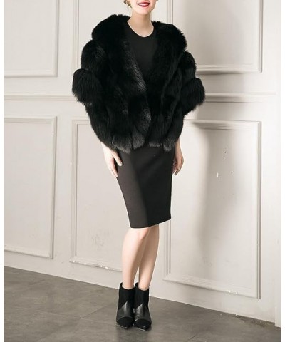 Women's Luxury Party Faux Fox Fur Long Shawl Cloak Cape for Winter Whiter A One Size A-burgundy $28.61 Coats