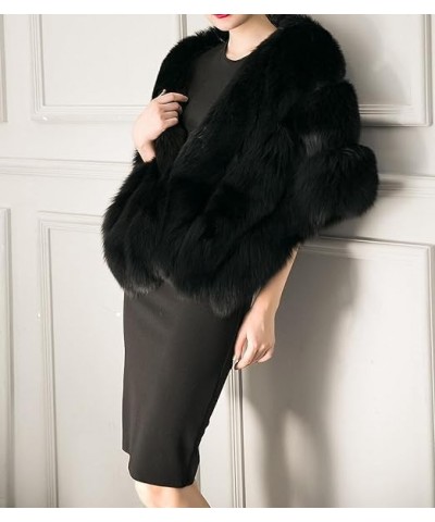 Women's Luxury Party Faux Fox Fur Long Shawl Cloak Cape for Winter Whiter A One Size A-burgundy $28.61 Coats