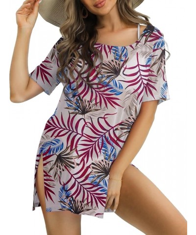 Women's Swim Cover Up Summer Side Split Hem Swimsuit Beach Cover Ups, S-XL A-floral3 $13.72 Swimsuits