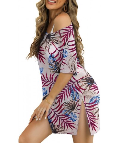 Women's Swim Cover Up Summer Side Split Hem Swimsuit Beach Cover Ups, S-XL A-floral3 $13.72 Swimsuits