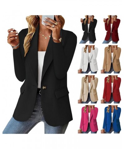 Womens Casual Business Blazers Work Office Casual Suit Jacket Long Sleeve Trendy Blazer Jacket Open Front Cardigan A-black $2...