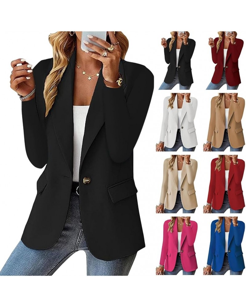 Womens Casual Business Blazers Work Office Casual Suit Jacket Long Sleeve Trendy Blazer Jacket Open Front Cardigan A-black $2...