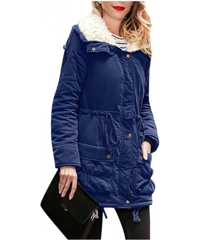 Womens Fashion Plain Zip Up With Pockets Classic Fit Hoodies Thermal Fall Winter 2023 Jackets QE002 Navy $14.65 Jackets