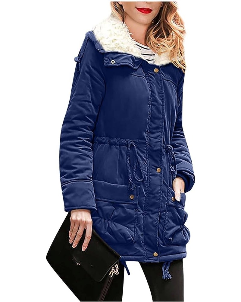 Womens Fashion Plain Zip Up With Pockets Classic Fit Hoodies Thermal Fall Winter 2023 Jackets QE002 Navy $14.65 Jackets