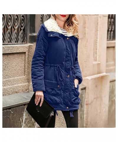 Womens Fashion Plain Zip Up With Pockets Classic Fit Hoodies Thermal Fall Winter 2023 Jackets QE002 Navy $14.65 Jackets