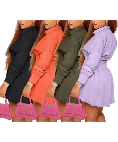 Women's Sexy Button Down Shirt Dress Solid Color Long Sleeve Tops Party Club Blouse Mini Dress Black $10.00 Blouses