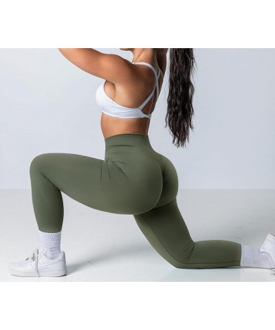 Women Vital Seamless Contour Workout Leggings Scrunch Butt High Waist Gym Yoga Pants Tights Peach-butt Army Green $17.66 Acti...