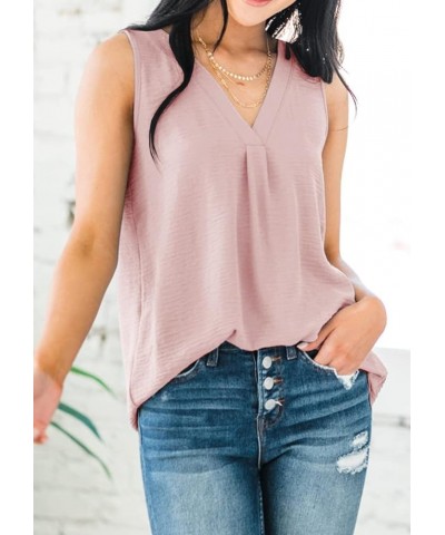 Tank Top for Women V Neck Sleeveless Casual Summer T-Shirts Blouses Tops Solid Pink $7.27 Tanks