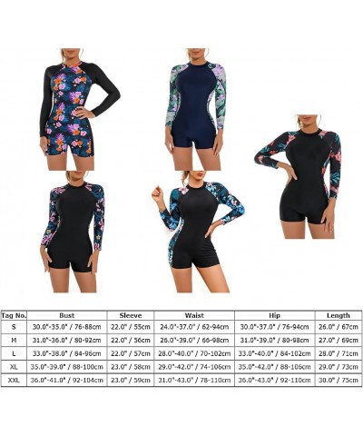 Women's Rashguard Swimsuit Floral Zipper Long Sleeve/Short Sleeve Bathing Suit Swim Shirt Boyleg Surfing Wetsuit Blue&green $...