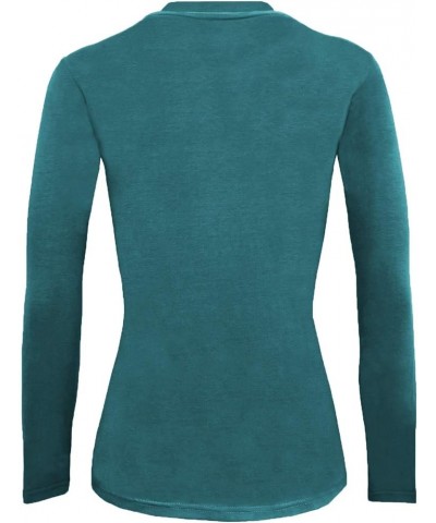 Women's Under Scrub Tee Crew Neck Long Sleeve T-Shirt Teal $16.50 T-Shirts