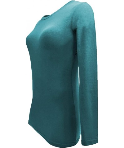 Women's Under Scrub Tee Crew Neck Long Sleeve T-Shirt Teal $16.50 T-Shirts