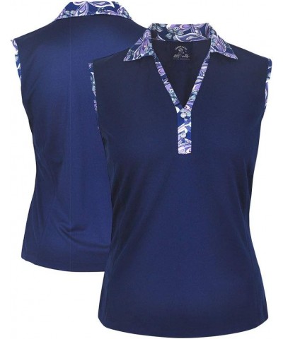 Women's Leona Contrast Sleeveless Top 2381 Navy/Fairest Jade $9.56 Activewear