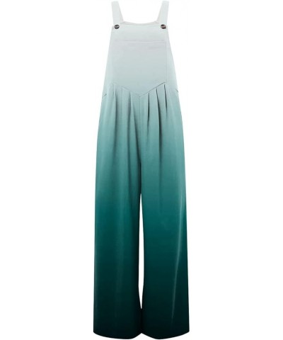 Women's Casual Loose Overalls Jumpsuits Adjustable Straps Wide Leg Long Pant Rompers With Pockets 000 Cyan $10.91 Rompers