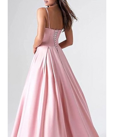 Women's Satin Spaghetti Straps Backless Ruched A Line Maxi Dresses Cocktail Elegant Dresses for Evening Party Lilac $38.99 Dr...