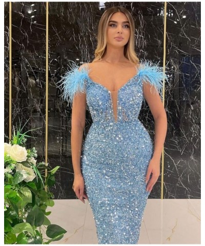 Glitter Homecoming Dresses Short for Teens Sparkly Satin Spaghetti Strap Cocktail Dress with Pockets PE715 Blue-8-1 $17.33 Dr...