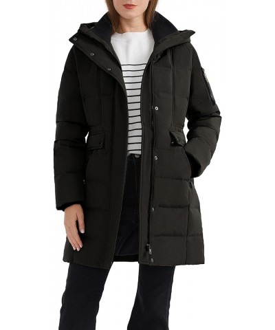 Women's Hooded Winter Down Coat Quilted Mid Length Puffer Jacket Black $58.75 Jackets