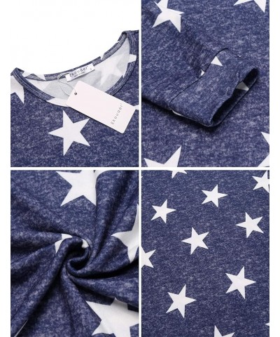 Womens Pajama Set Long Sleeve Sleepwear Star Print Nightwear Soft Pjs Lounge Sets with Pockets Long-blue White Star $20.99 Sl...