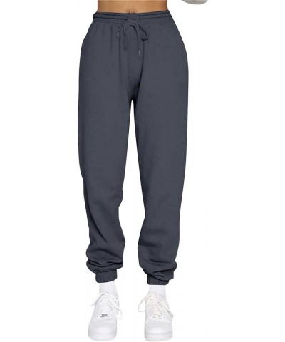 Women's High Waisted Joggers Loose Solid Sweatpants Drawstring Casual Trousers with Pockets Tall Sweatpants, M-5XL Dark Gray ...