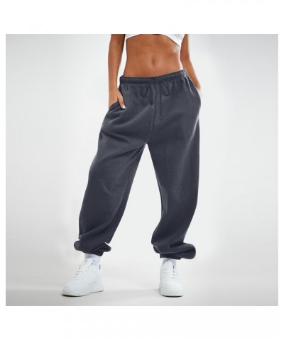 Women's High Waisted Joggers Loose Solid Sweatpants Drawstring Casual Trousers with Pockets Tall Sweatpants, M-5XL Dark Gray ...