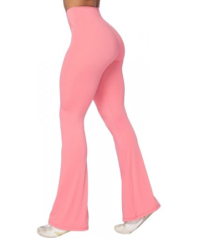 Flare Leggings, Crossover Yoga Pants with Tummy Control, High-Waisted and Wide Leg 30" Inseam Bubble Pink $18.35 Activewear