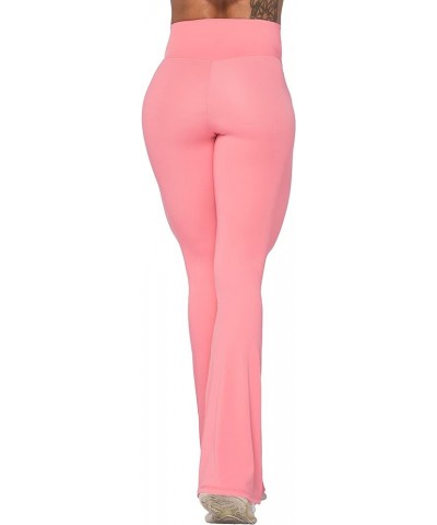 Flare Leggings, Crossover Yoga Pants with Tummy Control, High-Waisted and Wide Leg 30" Inseam Bubble Pink $18.35 Activewear