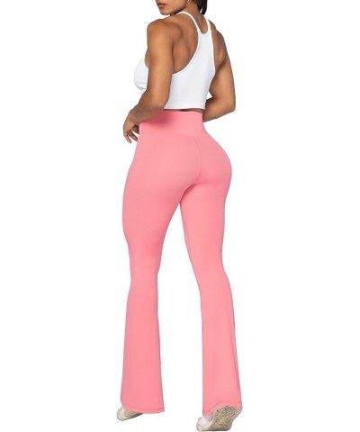 Flare Leggings, Crossover Yoga Pants with Tummy Control, High-Waisted and Wide Leg 30" Inseam Bubble Pink $18.35 Activewear