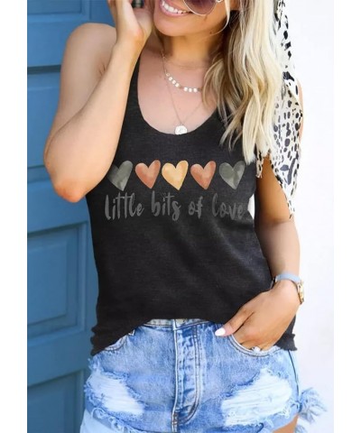 Valentines Day Racerback Tank Tops for Women Little Bits of Love Tanks Valentine Heart Novelty Graphic Basic Shirt Camis Dark...