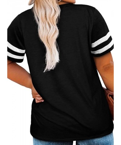 Womens Plus Size Tunic Tops Summer Short Sleeve V Neck/Crew Neck Loose Casual Tee Shirt(1X-5X) D Black 302 $8.34 T-Shirts