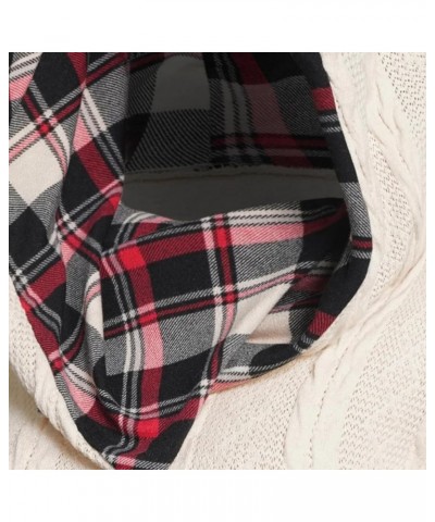 Plaid Splicing Button Decor Cable Hoodie, Women's Stripe Splicing Button Decor Hoodie, Casual Long Sleeve Pullover Red $15.75...