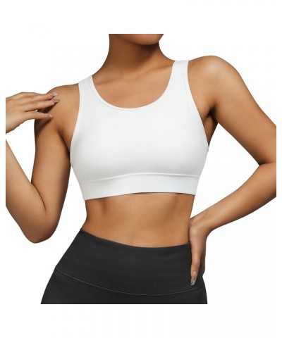 Sports Bras for Women Fitness Cross Back Padded Workout Yoga Bra Tops Yd015-white $15.25 Lingerie