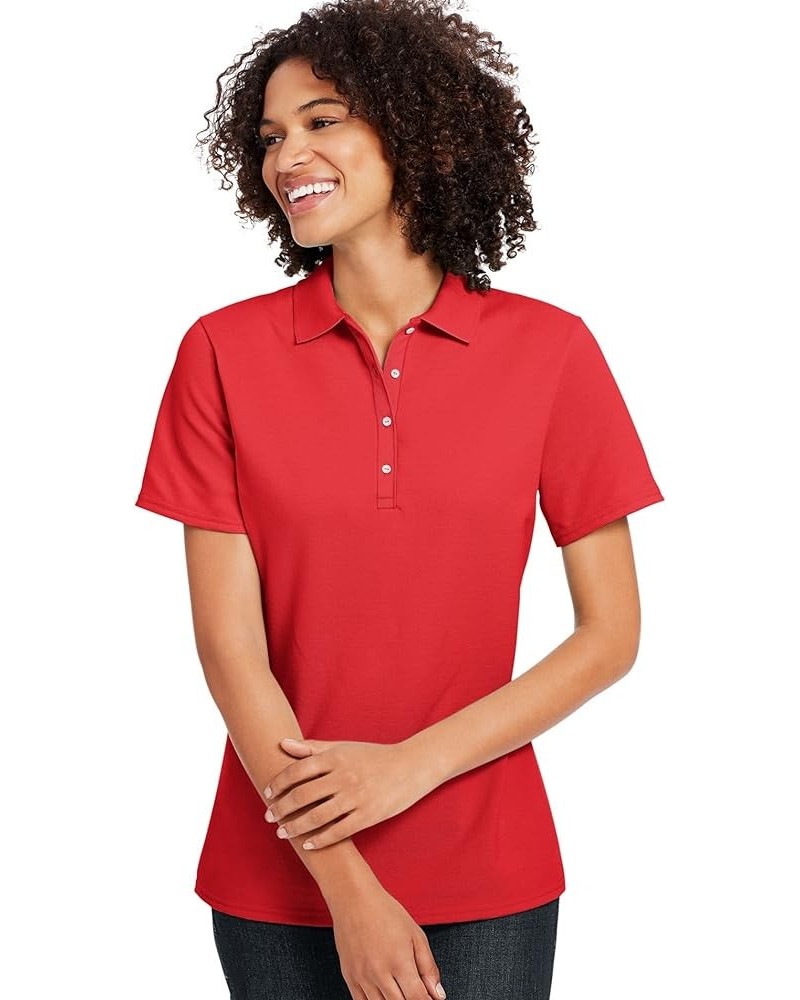 Womens X-Temp Pique Sport Shirt with Fresh iq (035P) Deep Red $9.24 Shirts