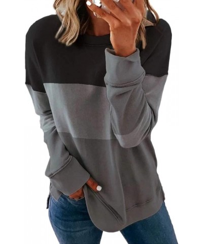 Womens Striped Pullover Sweatshirts Crewneck Tie Dye Shirts Long Sleeve Blouses Tops Loose Fit Fashion Clothes 2023 Gray 5 $4...