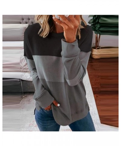 Womens Striped Pullover Sweatshirts Crewneck Tie Dye Shirts Long Sleeve Blouses Tops Loose Fit Fashion Clothes 2023 Gray 5 $4...