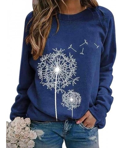 Fall Womens Crewneck Sweatshirts Faith-Hope-Love Daisy Print Shirts Casual Long Sleeve Pullover Tops Dark Bluedandelion $15.3...