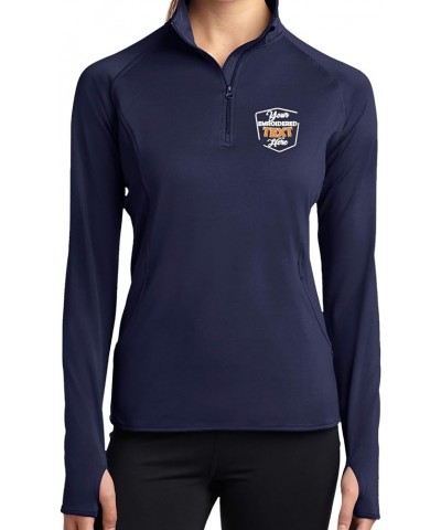 Personalized Embroidered Zip Pullover Custom Add Your Text Half Zip Sport Sweatshirt for Women Navy $25.14 Activewear