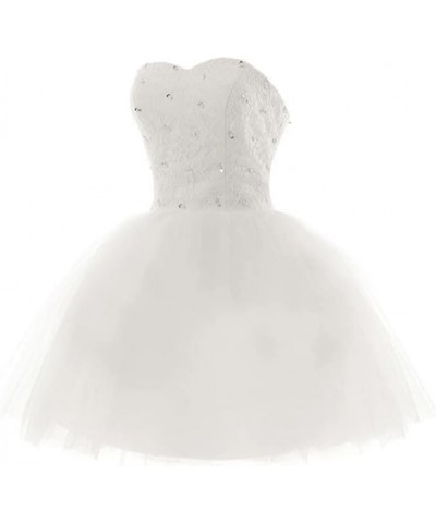 Tulle Homecoming Dresses Short Cocktail Dresses Formal Prom Party Gowns for Juniors Lace Appliques Ivory $37.00 Dresses