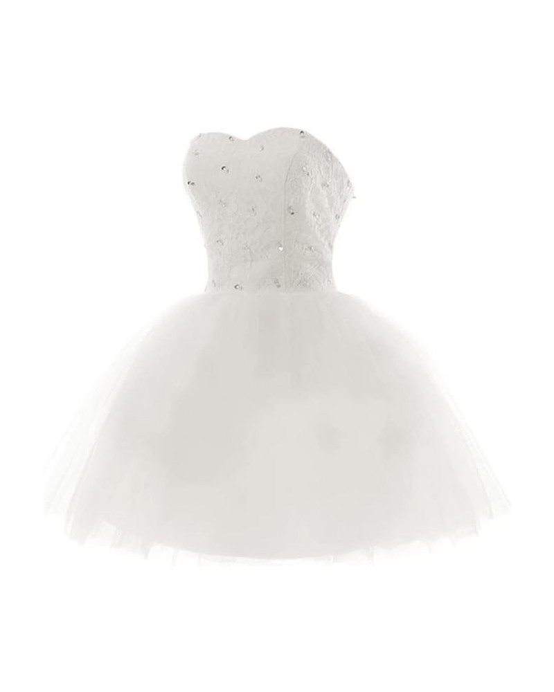 Tulle Homecoming Dresses Short Cocktail Dresses Formal Prom Party Gowns for Juniors Lace Appliques Ivory $37.00 Dresses