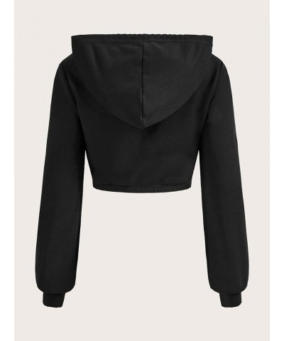 Women's Plus Long Sleeve Wrap V Neck Drawstring Hooded Crop Sweatshirt Top Black $19.46 Hoodies & Sweatshirts