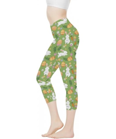 Tummy Control Gym Leggings for Women High Waisted Capri Pants Butt Lift 1 Easter Egg Rabbit 4 $10.25 Leggings