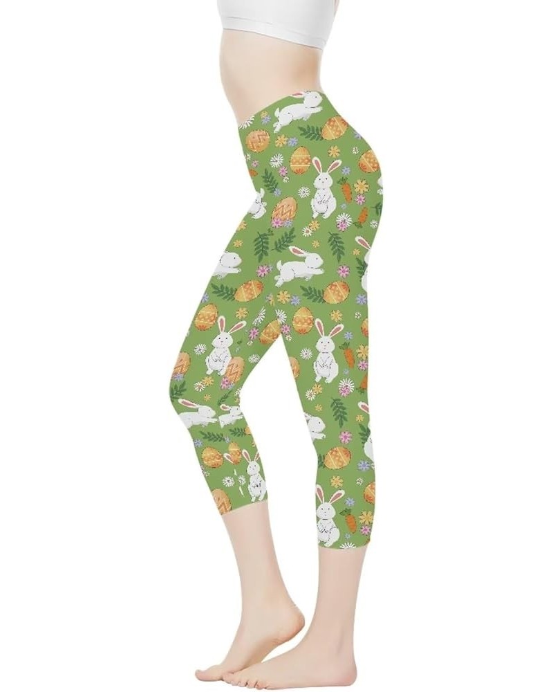 Tummy Control Gym Leggings for Women High Waisted Capri Pants Butt Lift 1 Easter Egg Rabbit 4 $10.25 Leggings