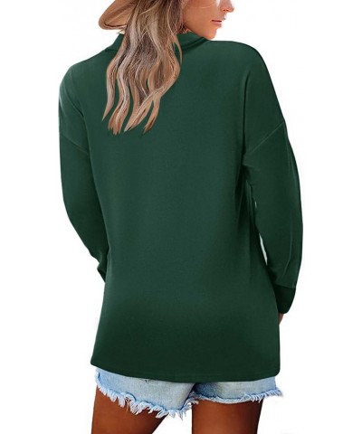 Women Polo Shirts Shawl Neck Long Sleeve Tops Tunic Tops to Wear with Leggings Dark Green $15.80 Sweaters