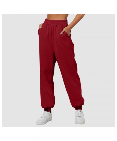 Womens Wide Leg Sweatpants Cozy Fleece Boyfriend Casual Jogger Pants Baggy Elastic High Waisted Yoga Pants with Pockets Ba- R...