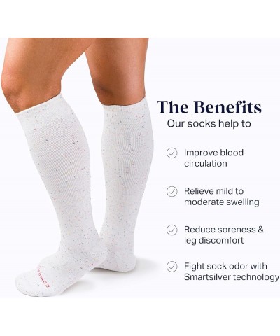 Recycled Cotton Knee High Socks - 15-20mmHg Graduated Compression Socks - Soft & Breathable Support Socks, Unisex Wide Calf W...