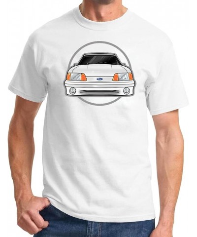 1987-93 Ford Mustang GT 5.0 Fox Body White Car Front End Classic Print Tshirt White $13.75 T-Shirts